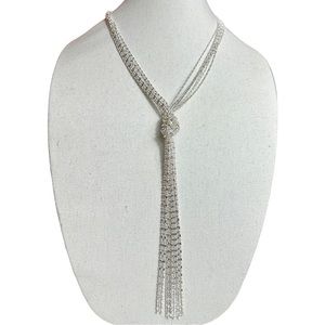 Silver Knotted Tassel Necklace Dot & Dash Chain Knot Y- Necklace- NWT